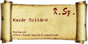 Kazár Szilárd névjegykártya